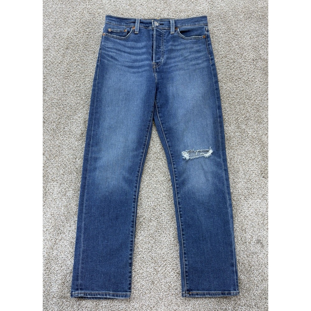 Levis Wedgie Straight Jean Womens 29 Blue Fall Star Wash High Rise Stretch Denim